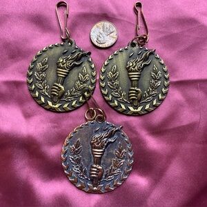 Victory Torch Award Medal 1.75” 2 Gold 1 Bronze .8oz Metal